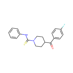 O=C(c1ccc(F)cc1)C1CCN(C(=S)Nc2ccccc2)CC1 ZINC000013477745