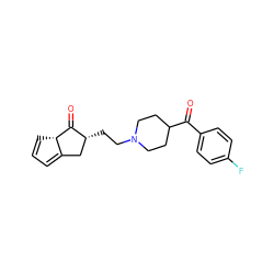 O=C(c1ccc(F)cc1)C1CCN(CC[C@@H]2CC3=CC=C[C@@H]3C2=O)CC1 ZINC000026958880