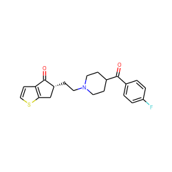 O=C(c1ccc(F)cc1)C1CCN(CC[C@@H]2Cc3sccc3C2=O)CC1 ZINC000012356168