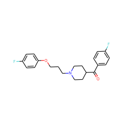 O=C(c1ccc(F)cc1)C1CCN(CCCOc2ccc(F)cc2)CC1 ZINC000013832619