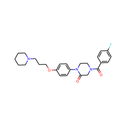 O=C(c1ccc(F)cc1)N1CCN(c2ccc(OCCCN3CCCCC3)cc2)C(=O)C1 ZINC000028870200