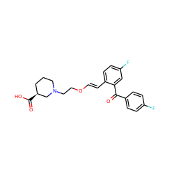 O=C(c1ccc(F)cc1)c1cc(F)ccc1/C=C/OCCN1CCC[C@H](C(=O)O)C1 ZINC000096923965