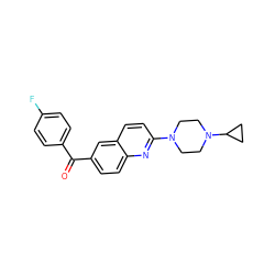 O=C(c1ccc(F)cc1)c1ccc2nc(N3CCN(C4CC4)CC3)ccc2c1 ZINC000013607465