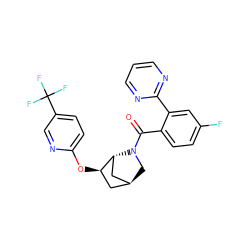 O=C(c1ccc(F)cc1-c1ncccn1)N1C[C@H]2C[C@@H](Oc3ccc(C(F)(F)F)cn3)[C@H]1C2 ZINC000218537619