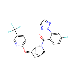 O=C(c1ccc(F)cc1-n1nccn1)N1C[C@H]2C[C@@H](Oc3ccc(C(F)(F)F)cn3)[C@H]1C2 ZINC000218374203