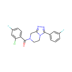 O=C(c1ccc(F)cc1Cl)N1CCn2c(nnc2-c2cccc(F)c2)C1 ZINC000095565697