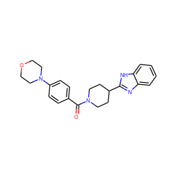 O=C(c1ccc(N2CCOCC2)cc1)N1CCC(c2nc3ccccc3[nH]2)CC1 ZINC000040898186