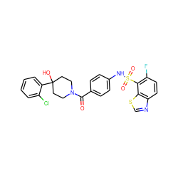 O=C(c1ccc(NS(=O)(=O)c2c(F)ccc3ncsc23)cc1)N1CCC(O)(c2ccccc2Cl)CC1 ZINC000221285273