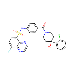 O=C(c1ccc(NS(=O)(=O)c2ccc(F)c3nccnc23)cc1)N1CCC(O)(c2ccccc2Cl)CC1 ZINC000224382938