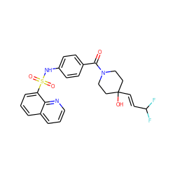 O=C(c1ccc(NS(=O)(=O)c2cccc3cccnc23)cc1)N1CCC(O)(/C=C/C(F)F)CC1 ZINC000217616282