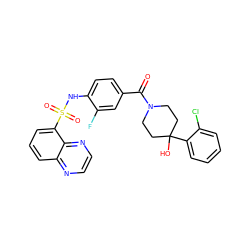 O=C(c1ccc(NS(=O)(=O)c2cccc3nccnc23)c(F)c1)N1CCC(O)(c2ccccc2Cl)CC1 ZINC000217615837