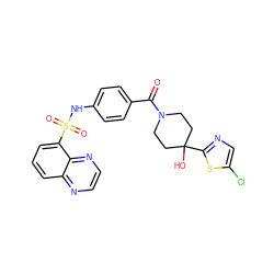 O=C(c1ccc(NS(=O)(=O)c2cccc3nccnc23)cc1)N1CCC(O)(c2ncc(Cl)s2)CC1 ZINC000220501879