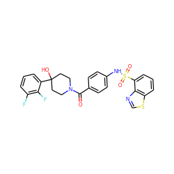 O=C(c1ccc(NS(=O)(=O)c2cccc3scnc23)cc1)N1CCC(O)(c2cccc(F)c2F)CC1 ZINC000217619298