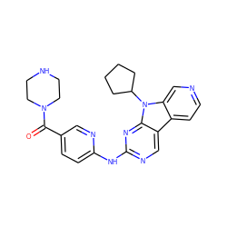 O=C(c1ccc(Nc2ncc3c4ccncc4n(C4CCCC4)c3n2)nc1)N1CCNCC1 ZINC000117686013