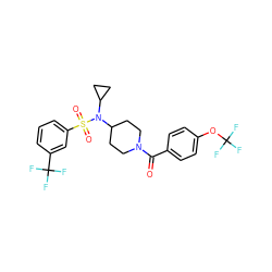 O=C(c1ccc(OC(F)(F)F)cc1)N1CCC(N(C2CC2)S(=O)(=O)c2cccc(C(F)(F)F)c2)CC1 ZINC000095573837