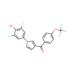 O=C(c1ccc(OC(F)(F)F)cc1)c1ccn(-c2cc(F)c(O)c(F)c2)c1 ZINC000095597866