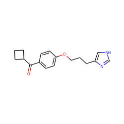 O=C(c1ccc(OCCCc2c[nH]cn2)cc1)C1CCC1 ZINC000013814557