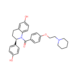 O=C(c1ccc(OCCN2CCCCC2)cc1)N1c2ccc(O)cc2CC[C@@H]1c1ccc(O)cc1 ZINC000003990400