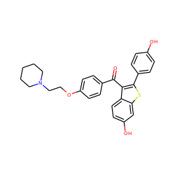 O=C(c1ccc(OCCN2CCCCC2)cc1)c1c(-c2ccc(O)cc2)sc2cc(O)ccc12 ZINC000000538275