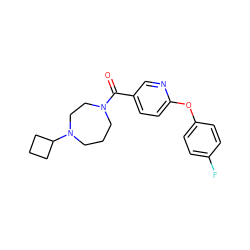 O=C(c1ccc(Oc2ccc(F)cc2)nc1)N1CCCN(C2CCC2)CC1 ZINC000053298428