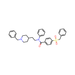 O=C(c1ccc(S(=O)(=O)Cc2ccccc2)cc1)N(CCC1CCN(Cc2ccccc2)CC1)c1ccccc1 ZINC000014946533