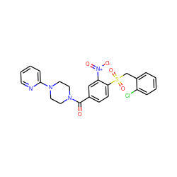 O=C(c1ccc(S(=O)(=O)Cc2ccccc2Cl)c([N+](=O)[O-])c1)N1CCN(c2ccccn2)CC1 ZINC000003017426