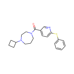 O=C(c1ccc(Sc2ccccc2)nc1)N1CCCN(C2CCC2)CC1 ZINC000053299105