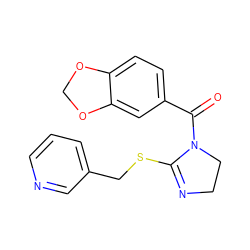 O=C(c1ccc2c(c1)OCO2)N1CCN=C1SCc1cccnc1 ZINC000004061152