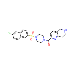 O=C(c1ccc2c(n1)CCNC2)N1CCN(S(=O)(=O)c2ccc3cc(Cl)ccc3c2)CC1 ZINC000013584058