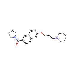 O=C(c1ccc2cc(OCCCN3CCCCC3)ccc2c1)N1CCCC1 ZINC000040918880