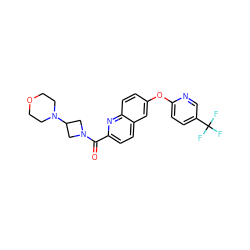 O=C(c1ccc2cc(Oc3ccc(C(F)(F)F)cn3)ccc2n1)N1CC(N2CCOCC2)C1 ZINC001772620943