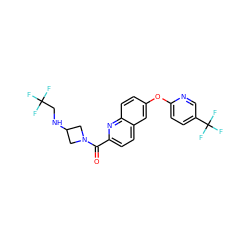 O=C(c1ccc2cc(Oc3ccc(C(F)(F)F)cn3)ccc2n1)N1CC(NCC(F)(F)F)C1 ZINC001772576071