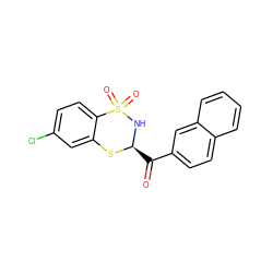 O=C(c1ccc2ccccc2c1)[C@@H]1NS(=O)(=O)c2ccc(Cl)cc2S1 ZINC000040873452