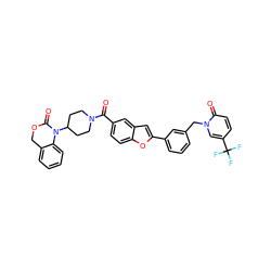 O=C(c1ccc2oc(-c3cccc(Cn4cc(C(F)(F)F)ccc4=O)c3)cc2c1)N1CCC(N2C(=O)OCc3ccccc32)CC1 ZINC000029209503