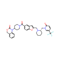 O=C(c1ccc2oc(CN3CCCC[C@H]3Cn3cc(C(F)(F)F)ccc3=O)cc2c1)N1CCC(N2C(=O)OCc3ccccc32)CC1 ZINC000029213161