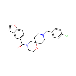 O=C(c1ccc2occc2c1)N1CCOC2(CCN(Cc3ccc(Cl)cc3)CC2)C1 ZINC000064560125