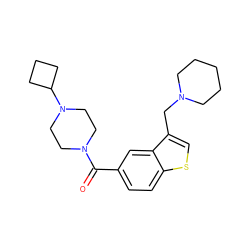 O=C(c1ccc2scc(CN3CCCCC3)c2c1)N1CCN(C2CCC2)CC1 ZINC000064528300