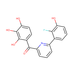 O=C(c1cccc(-c2cccc(O)c2F)n1)c1ccc(O)c(O)c1O ZINC001772613965