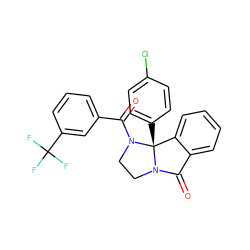 O=C(c1cccc(C(F)(F)F)c1)N1CCN2C(=O)c3ccccc3[C@@]12c1ccc(Cl)cc1 ZINC000103226452