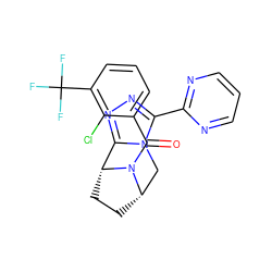 O=C(c1cccc(C(F)(F)F)c1Cl)N1[C@H]2CC[C@@H]1c1nnc(-c3ncccn3)n1C2 ZINC000226087983