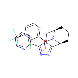 O=C(c1cccc(C(F)(F)F)c1Cl)N1[C@H]2CCC[C@@H]1Cn1c(-c3ncccn3)nnc12 ZINC000215908917