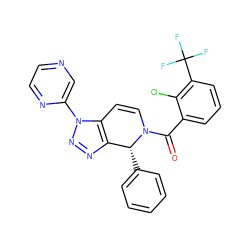 O=C(c1cccc(C(F)(F)F)c1Cl)N1C=Cc2c(nnn2-c2cnccn2)[C@H]1c1ccccc1 ZINC000218464781