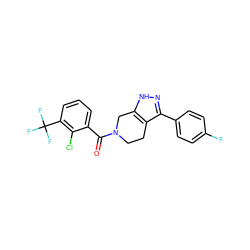 O=C(c1cccc(C(F)(F)F)c1Cl)N1CCc2c(-c3ccc(F)cc3)n[nH]c2C1 ZINC000225971273