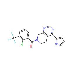 O=C(c1cccc(C(F)(F)F)c1Cl)N1CCc2c(ncnc2-c2ccc[nH]2)C1 ZINC000219466751