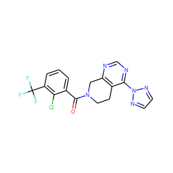 O=C(c1cccc(C(F)(F)F)c1Cl)N1CCc2c(ncnc2-n2nccn2)C1 ZINC000219418150