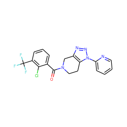 O=C(c1cccc(C(F)(F)F)c1Cl)N1CCc2c(nnn2-c2ccccn2)C1 ZINC000218412217