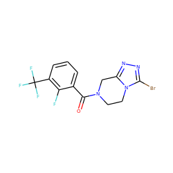 O=C(c1cccc(C(F)(F)F)c1F)N1CCn2c(Br)nnc2C1 ZINC000095566067