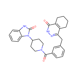 O=C(c1cccc(Cc2n[nH]c(=O)c3c2CCCC3)c1)N1CCC(n2c(=O)[nH]c3ccccc32)CC1 ZINC000169215293