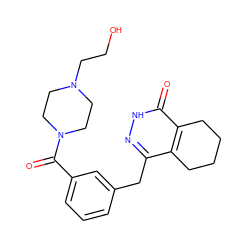 O=C(c1cccc(Cc2n[nH]c(=O)c3c2CCCC3)c1)N1CCN(CCO)CC1 ZINC000145353505