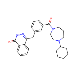 O=C(c1cccc(Cc2n[nH]c(=O)c3ccccc23)c1)N1CCCN(C2CCCCC2)CC1 ZINC000028569606